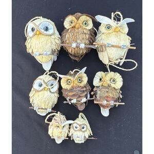 8 Vintage Owls Christmas Woodland Tree Ornaments By Dillards Trimmings